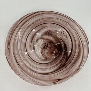 Art Glass Blown Oval Purple Swirl Bowl Platter‎ 13.5x12.5x2.5"